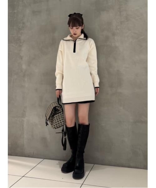 SLY（スライ） ワンピース HALF ZIP HN KNIT S/OP ハーフジップ