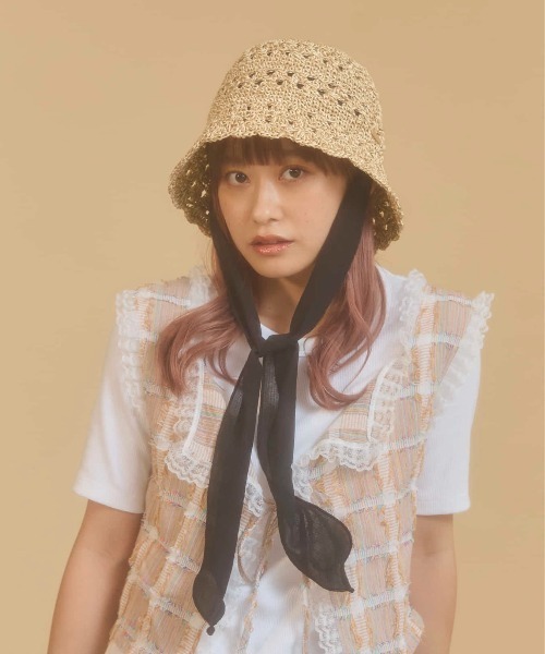 「kaorinomori」 ストローハット M/57.5cm ベージュ レディース_画像3