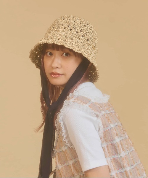 「kaorinomori」 ストローハット M/57.5cm ベージュ レディース_画像4