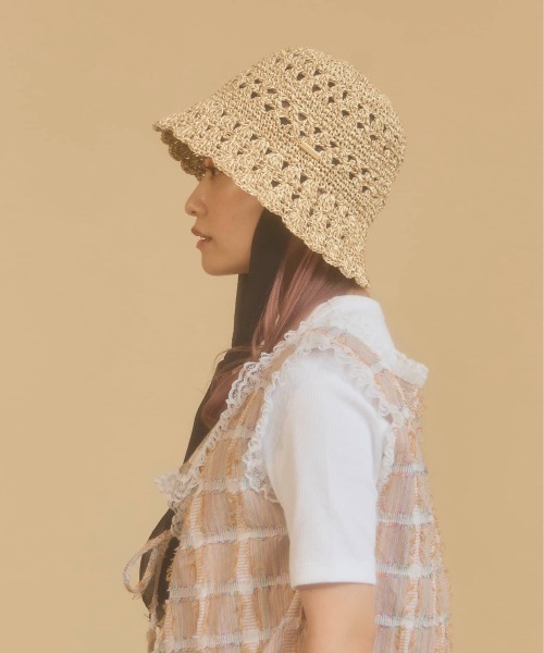 「kaorinomori」 ストローハット M/57.5cm ベージュ レディース_画像5