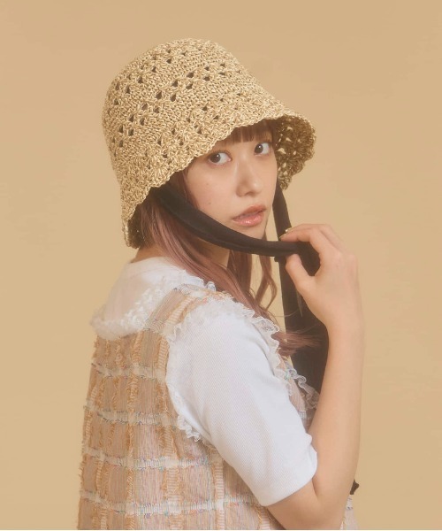 「kaorinomori」 ストローハット M/57.5cm ベージュ レディース_画像8