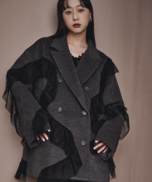 Ezick コート チェスターコート nuance tulle coat ニュアンスチュール Ezick コート チェスターコート nuance tulle coat ニュアンスチュール