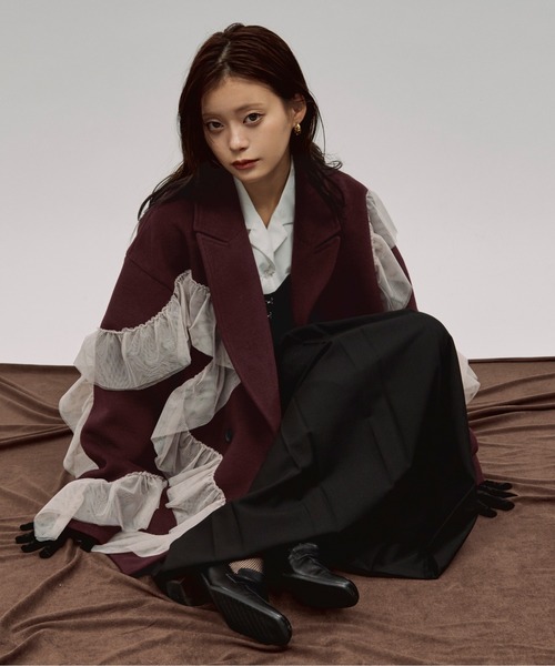 Ezick コート チェスターコート nuance tulle coat ニュアンスチュール