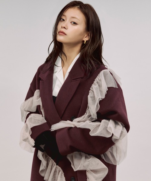 Ezick コート チェスターコート nuance tulle coat ニュアンスチュール