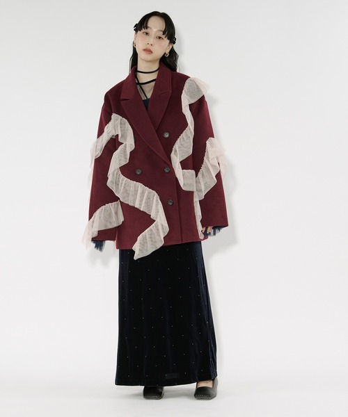 Ezick コート チェスターコート nuance tulle coat ニュアンスチュール