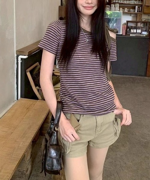 「almo」 半袖Tシャツ MEDIUM パープル レディース_画像3