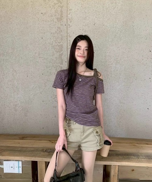 「almo」 半袖Tシャツ MEDIUM パープル レディース_画像5