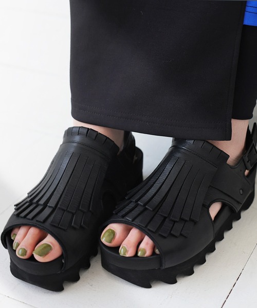 「antiqua」 フラットサンダル L ブラック レディース_画像4