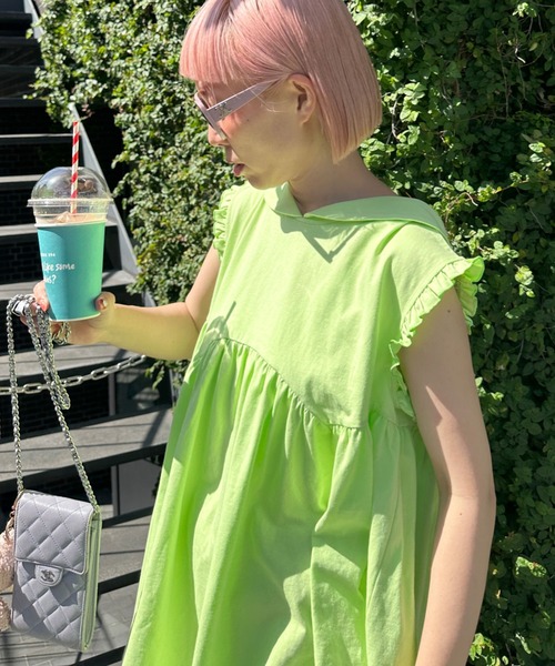 「w closet」 半袖ワンピース FREE パープル レディース_画像6