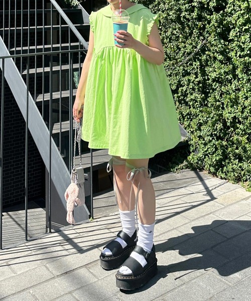 「w closet」 半袖ワンピース FREE パープル レディース_画像9