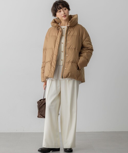 ダウンコート ダウンジャケット シレータフタ ハイネック ショート