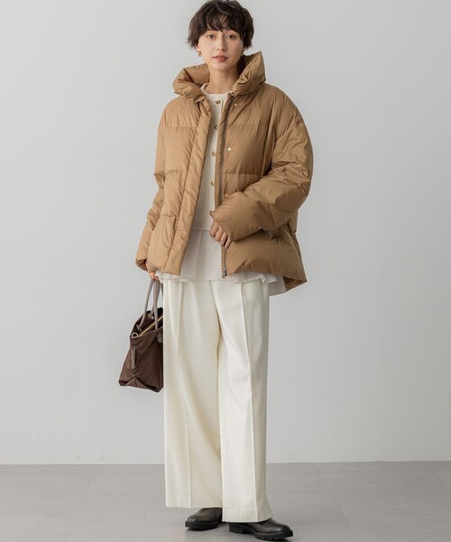 ダウンコート ダウンジャケット シレータフタ ハイネック ショート