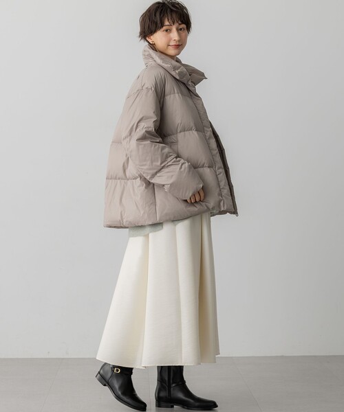 ダウンコート ダウンジャケット シレータフタ ハイネック ショート