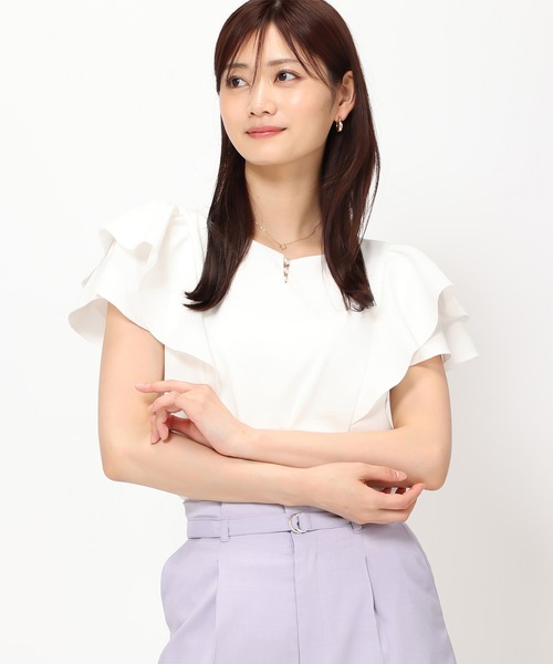 「MISCH MASCH」 半袖ブラウス フリ- ブラック レディース_画像5