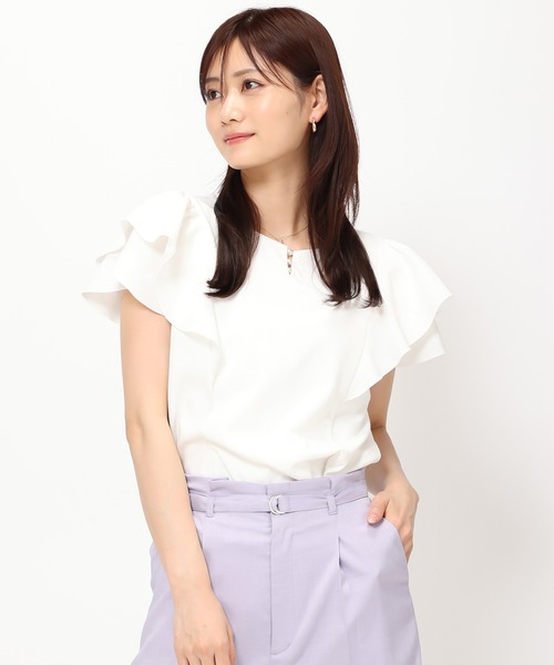 「MISCH MASCH」 半袖ブラウス フリ- ブラック レディース_画像7