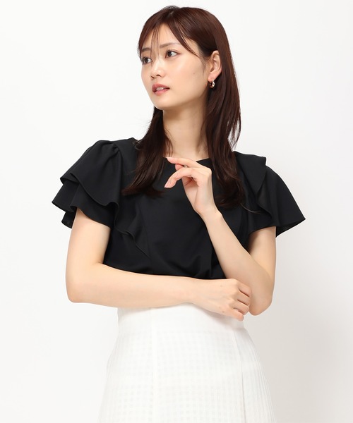 「MISCH MASCH」 半袖ブラウス フリ- ブラック レディース_画像8