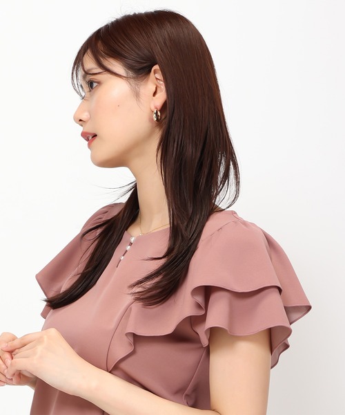 「MISCH MASCH」 半袖ブラウス フリ- ブラック レディース_画像9