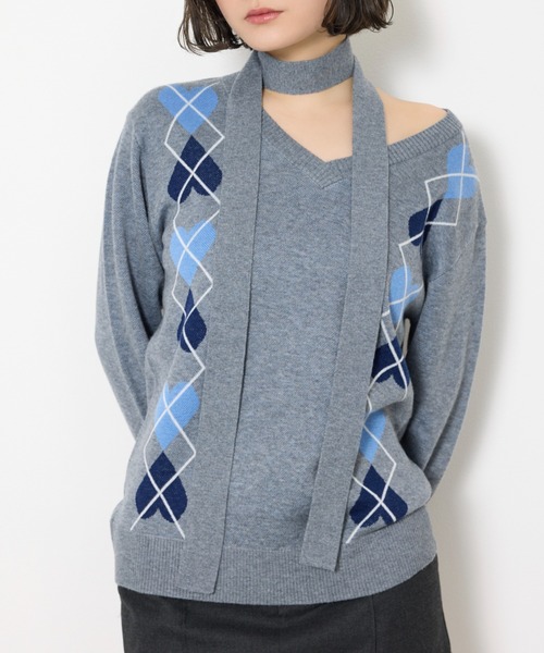 SLY（スライ） ニット セーター ARGYLE JQ TOPS アーガイル ジャガード