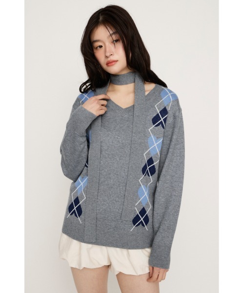 Herlipto アーガイルニット SLY（スライ） ニット セーター ARGYLE JQ TOPS アーガイル ジャガード