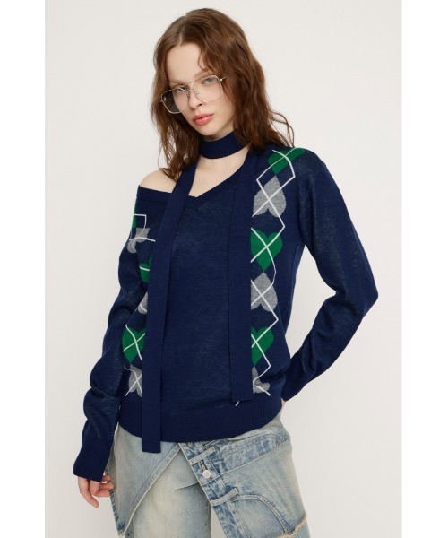 SLY（スライ） ニット セーター ARGYLE JQ TOPS アーガイル ジャガード