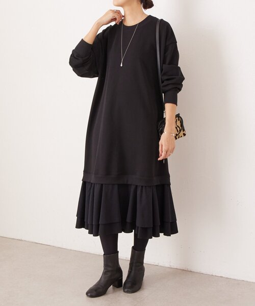 【新品】ビアズリー BEARDSLEY 裾フリル裏毛プルオーバー　トップス BEARDSLEY（ビアズリー） ワンピース 裾フリル裏毛ワンピース