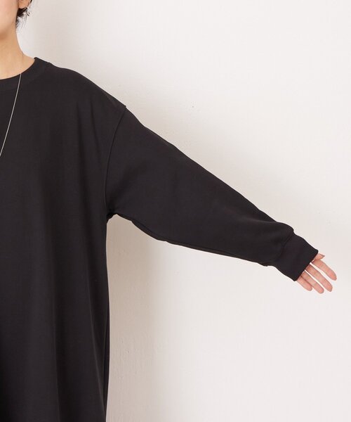 BEARDSLEY ビアズリー スエット長袖ロング丈ワンピース ブラック 裏起毛 BEARDSLEY（ビアズリー） ワンピース 切り替え裏毛ワンピース