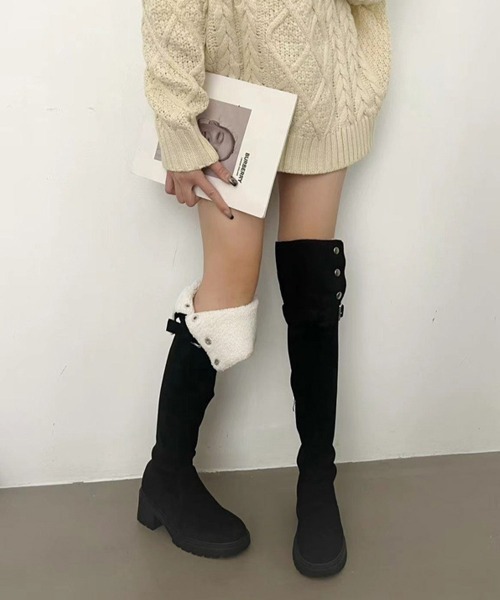 「Miniministore」 ロングブーツ 25.0cm ブラック レディース_画像3