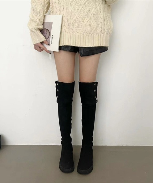 「Miniministore」 ロングブーツ 25.0cm ブラック レディース_画像4