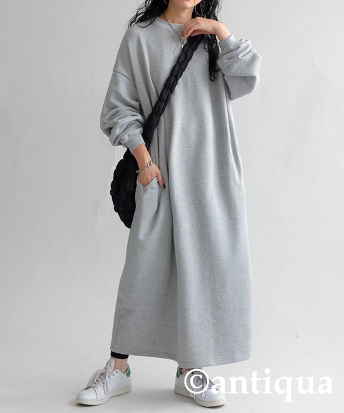 「antiqua」 長袖ワンピース FREE ブルー レディース