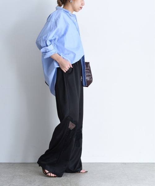 新品　今季　エイミーロウ　Eimee Law ウェーブレース タックワイドパンツ Eimee Law（エイミーロウ） ワイドパンツ パンツ レースライン