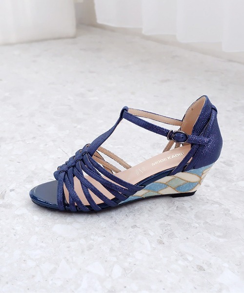「MODE KAORI」 ヒールサンダル 23cm ネイビー レディース_画像3