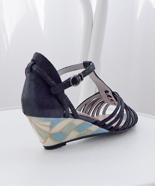 「MODE KAORI」 ヒールサンダル 23cm ネイビー レディース_画像4