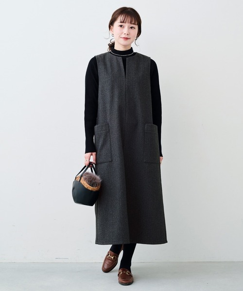 「Sunny clouds」 ノースリーブワンピース LL グレー レディース_画像7