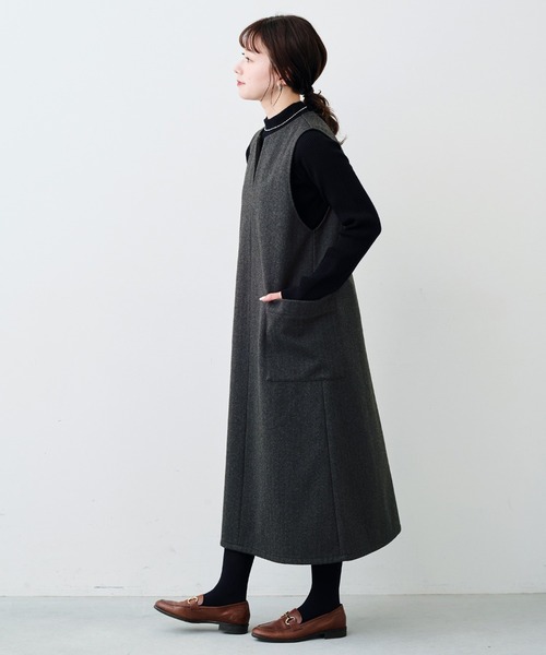 「Sunny clouds」 ノースリーブワンピース LL グレー レディース_画像8