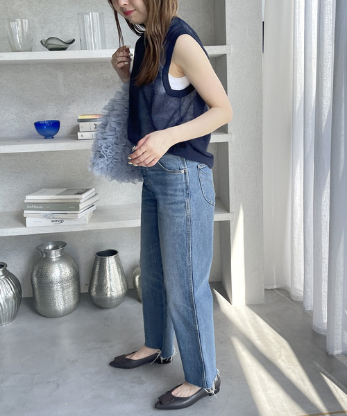 「LE TALON」 フラットパンプス 24cm チャコールグレー レディース_画像4