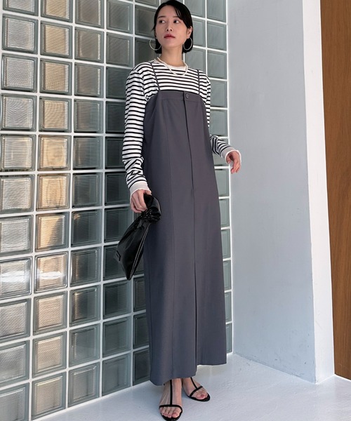 「DOUX ARCHIVES」 サロペットスカート 38 チャコールグレー レディース_画像5