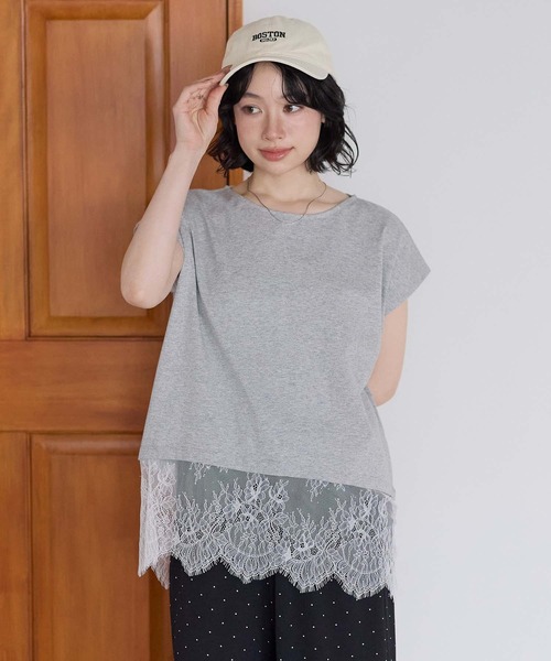 ハートマーケット（HEART MARKET） tシャツ 半袖 汗染み防止 裾レースT