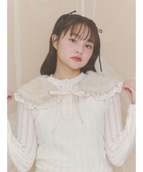 merry jenny（メリージェニー） つけ襟 付け襟 ケーブルファーフリル