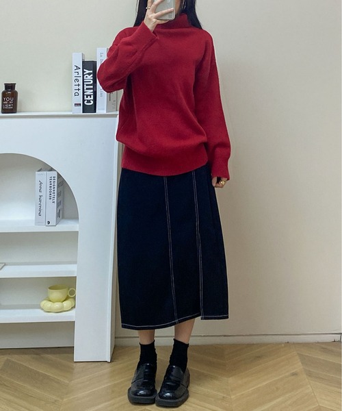 ♡ ハイネックルーズニットプルオーバー♡ ミラ オーウェン Mila Owen ヤク混ハイネックルーズニットプルオーバー
