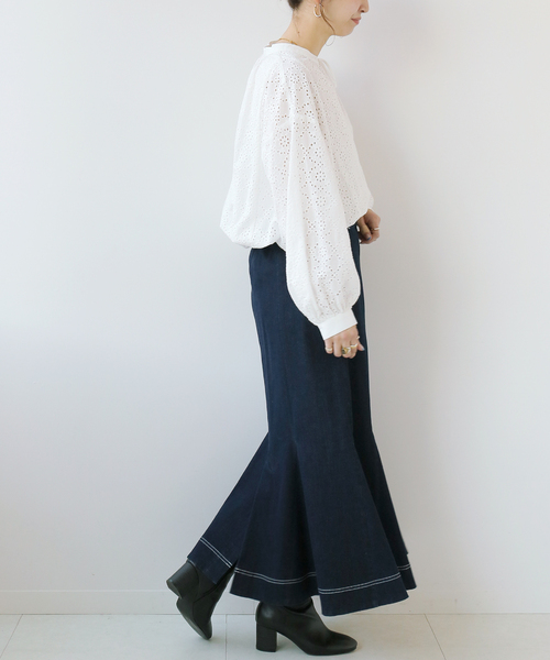 Simplicite（サンプリシテ） シャツ ブラウス レース刺繍スキッパー