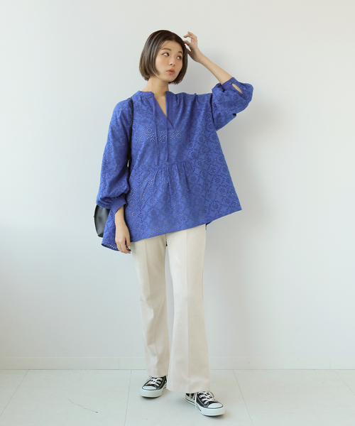 Simplicite（サンプリシテ） シャツ ブラウス レース刺繍スキッパー