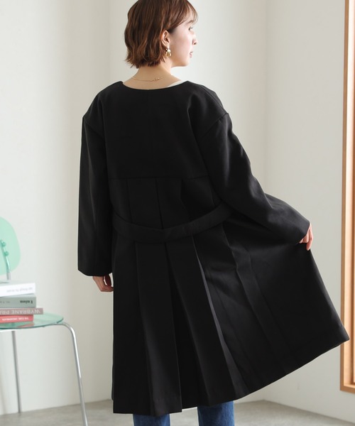 新品未使用★プリーツコート　93 ElegChic ノーカラーコート コート 後 プリーツ コート レディース
