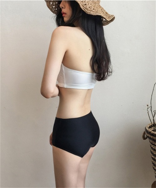 水着 レースデザインホルターネックハイウエストビキニ