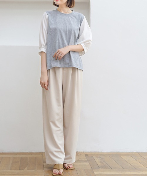 COO+i（クーイ） tシャツ 異素材ドッキングカットソー レディース