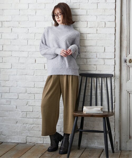 ikka ニット セーター ラメブークレーハイネックプルオーバー