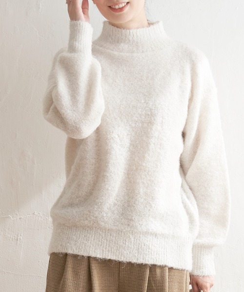 ニット セーター ラメニットハイネックプルオーバー レディース mysty woman ニット セーター ラメハイネックニットプルオーバー