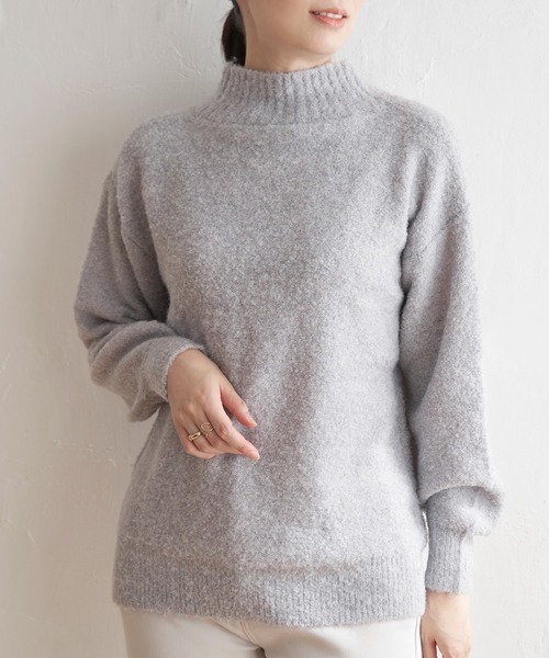 ikka（イッカ） ニット セーター ラメブークレーハイネックプル