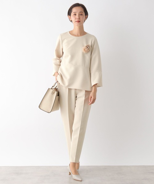 【入卒式/セレモニー】Wクロスストレッチペプラムブラウス ネイビー M 入卒式／セレモニー】Wクロスストレッチペプラムブラウス 988813