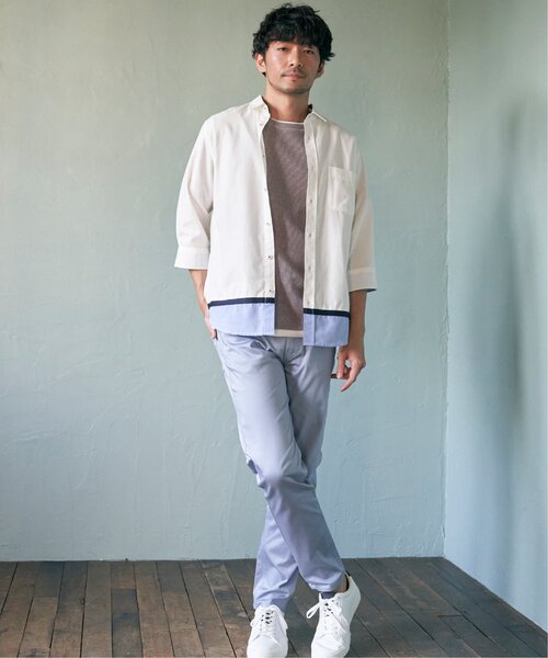 ikka シャツ 7分袖オックス裾切り替えシャツ メンズ : ZOZOTOWN