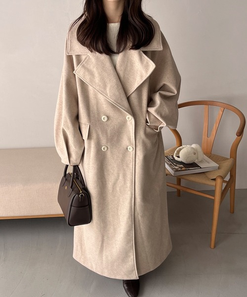 希少商品 RiLi judin スタンドカラーロングコート 冬服　ベージュ RiLi（リリ） コート アウター たぽっと袖ロングコート「RL